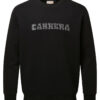 Black crew-neck sweatshirt with a white patterned 'CARRERA' logo across the chest.